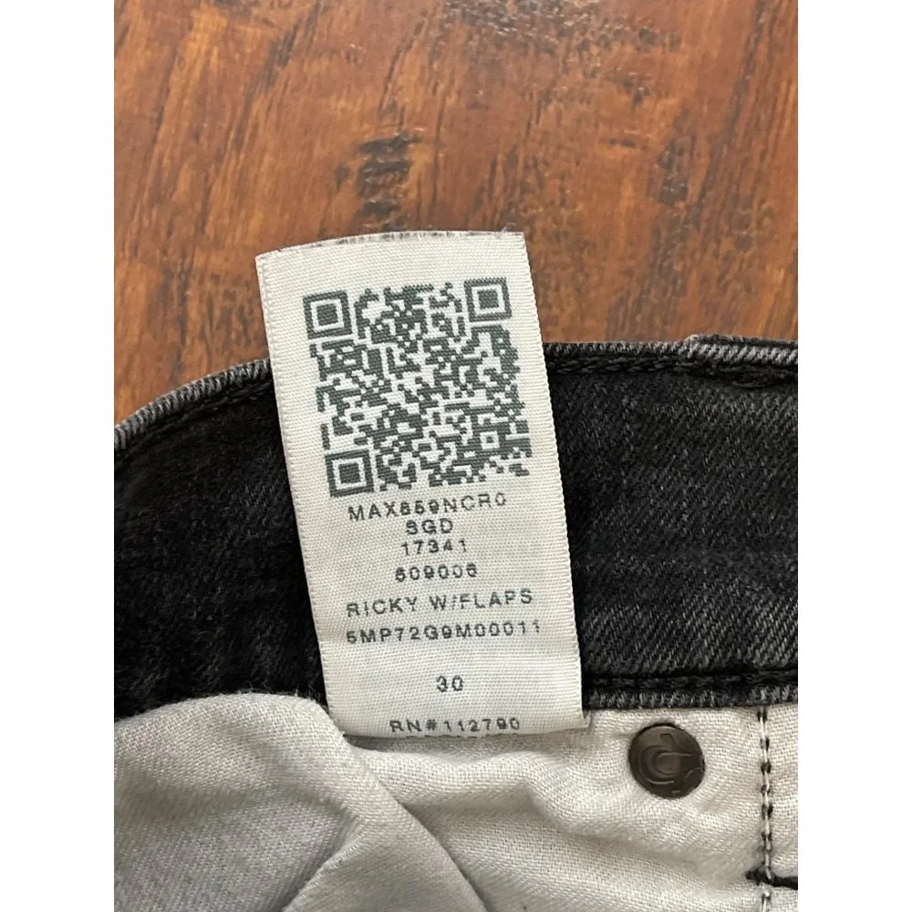 True Religion Ricky Jeans Men 30x31 Black Relaxed Straight Flap Pockets Denim